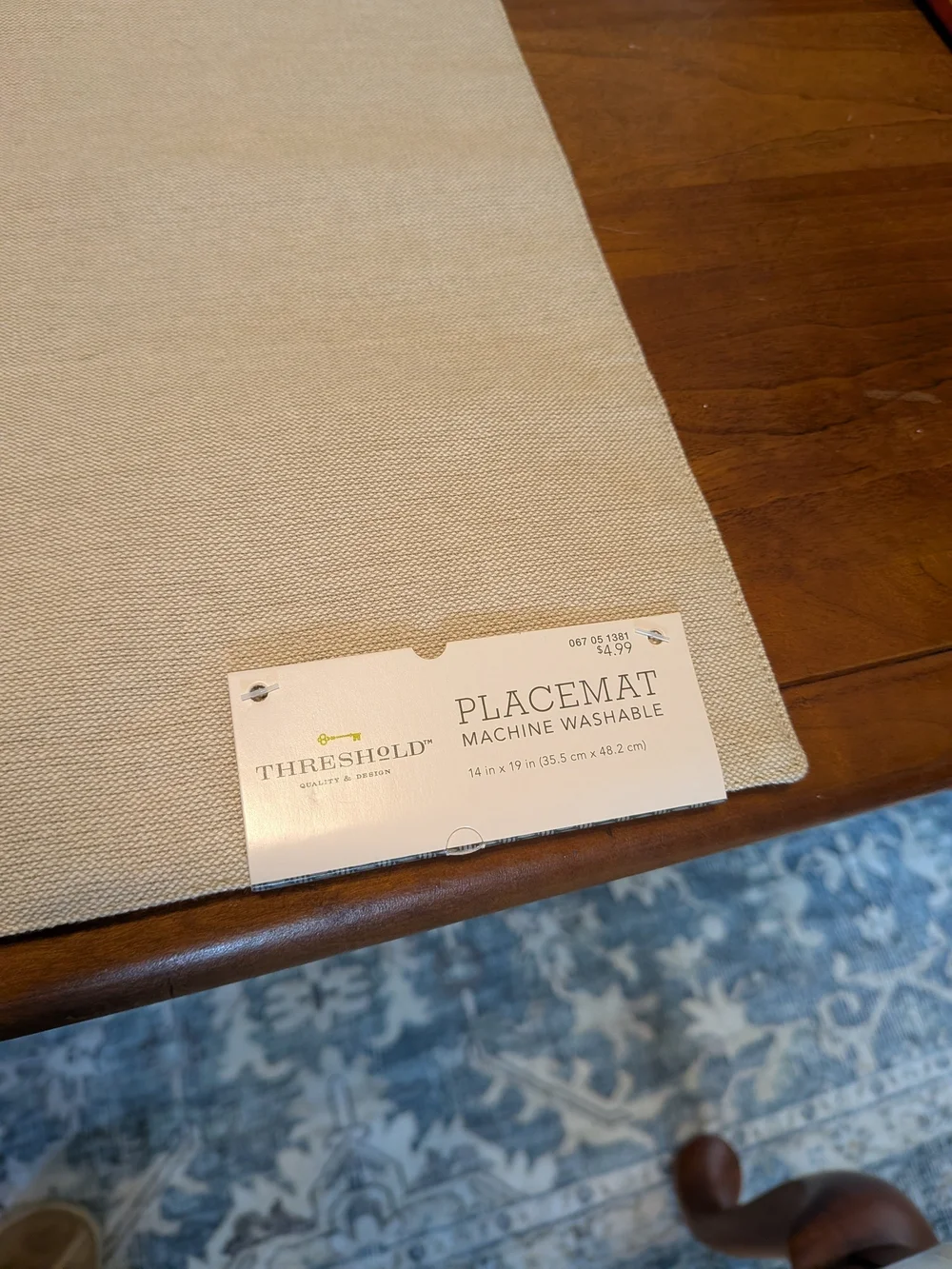 Threshold Neutral Beige Placemat - Single Machine-Washable Mat Christmas Berries